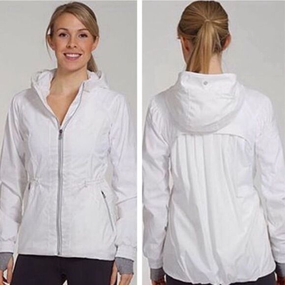 Lululemon Resolution Hooded Activewear Jacket in White Lightweight Size 4 - Picture 1 of 12